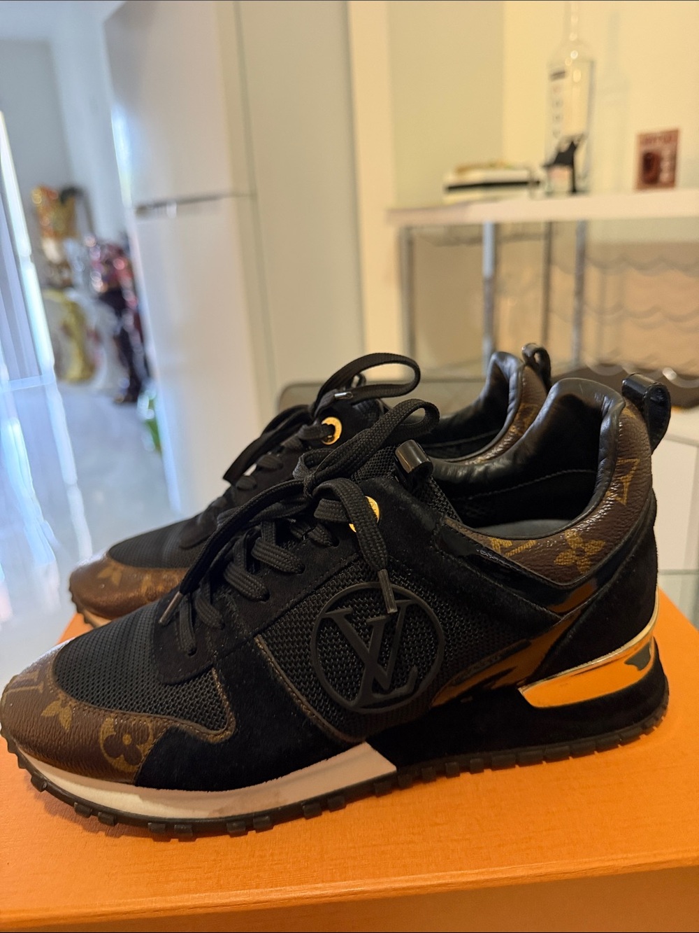 Louis Vuitton Black and Brown Monogram Trainer with Gold Accent - Picture 2 of 4